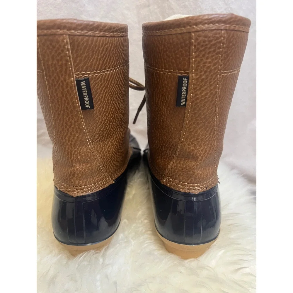 JBU Maplewood Waterproof Duck Boots Brown Navy Blue Sz 6M Winter Rain Gorpcore‎